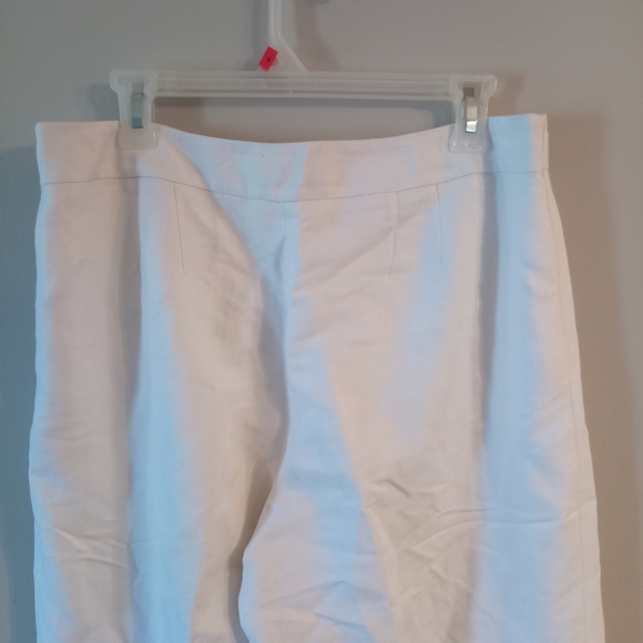 LOFT White Linen Wide Leg Pants Women's 12 - Picture 3 of 9
